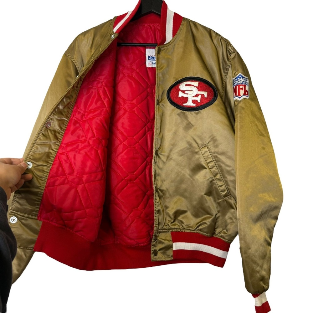 NFL San Francisco 49ers STARTER Satin Jacket Adult SZ: L Gold - 90s Vintage